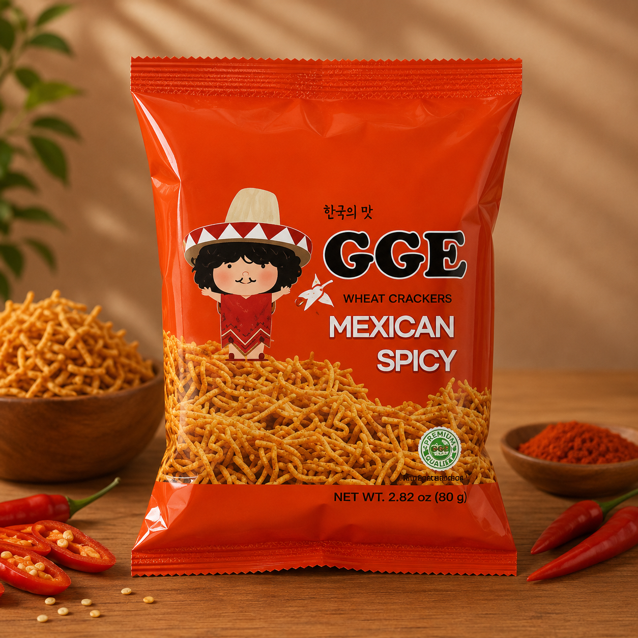 GGE Wheat Crackers – Mexican Spicy Smag GGE Wheat Crackers – Mexican Spicy Smag 15x80g - Billede 1