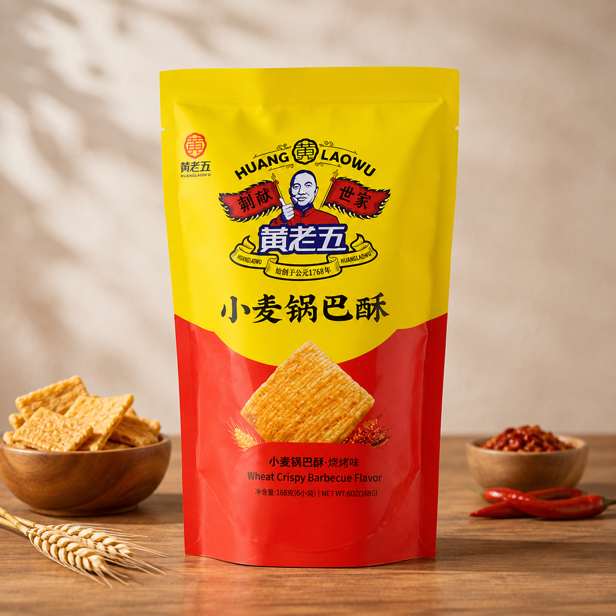 Huanglaowu Wheat Crust Snack Barbecue Flavour Huanglaowu Wheat Crust Snack Barbecue Flavour 170g - Billede 1