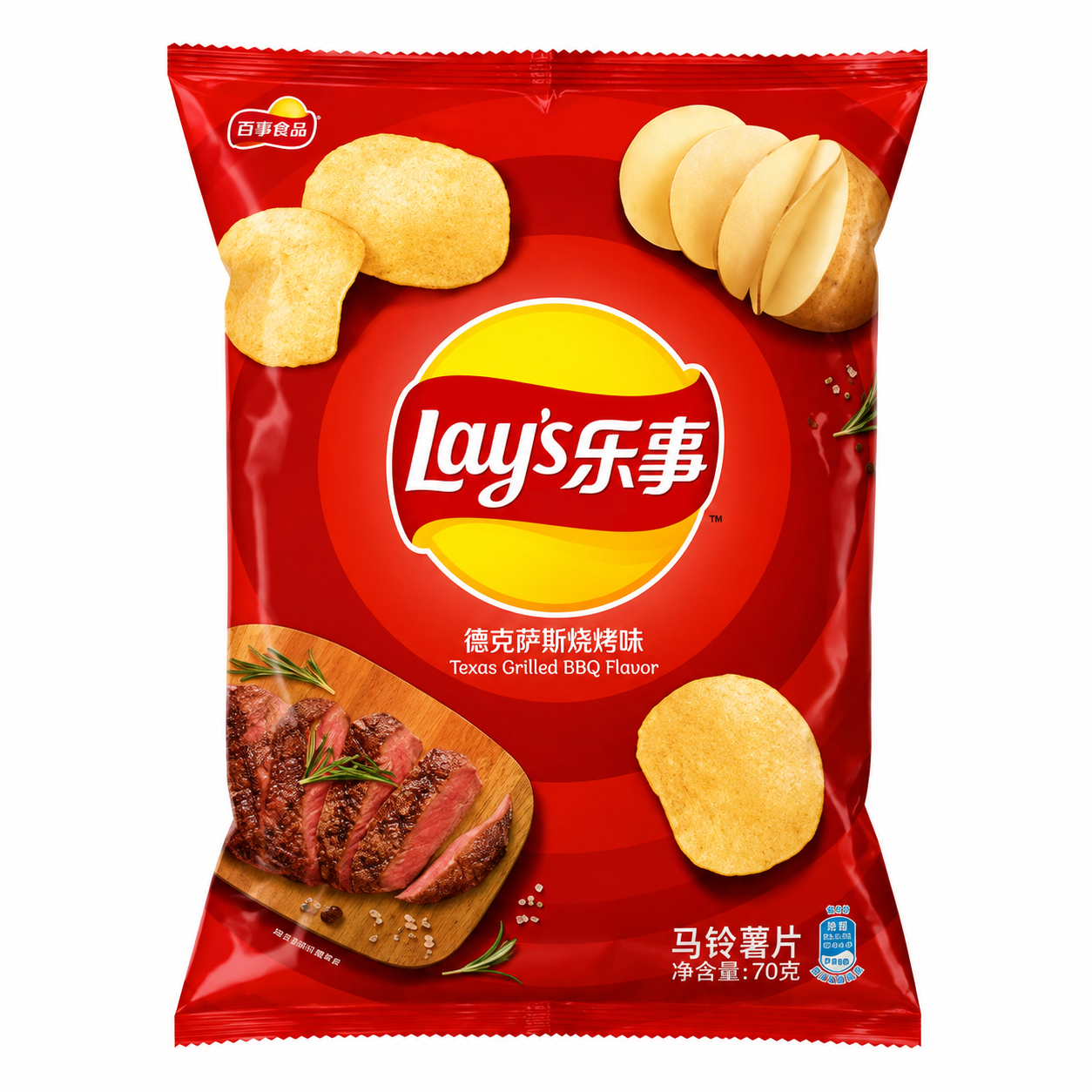 Lay's Potato Chips – Texas Grilled BBQ Smag Lay's Potato Chips – Texas Grilled BBQ Smag 70g - Billede 1