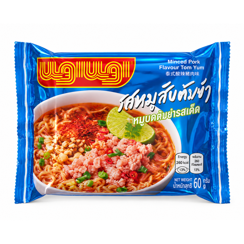 Wai Wai Instantnudler - Hakket Svinekød & Tom Yum 60 g Wai Wai Instantnudler - Hakket Svinekød & Tom Yum 60 g - Billede 1