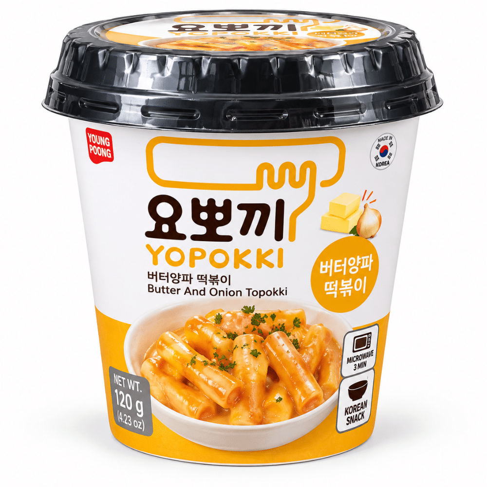 Yopokki Tteokbokki med Smør & Løg 120 g Yopokki Tteokbokki med Smør & Løg 120 g - Billede 1