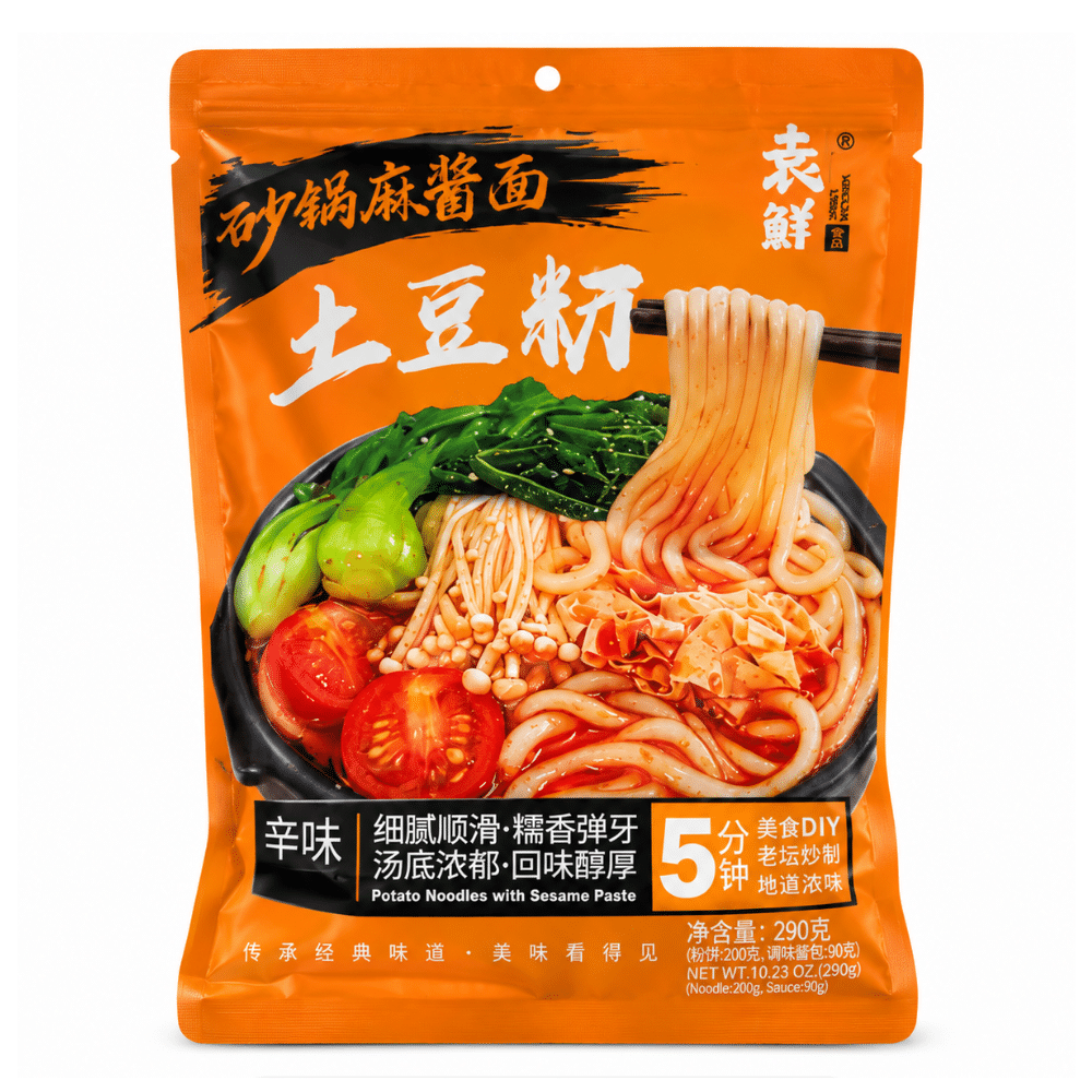 Yuanxian Kartoffelnudler med Sesampasta 290 g Yuanxian Kartoffelnudler med Sesampasta 290 g - Billede 1